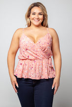 Load image into Gallery viewer, Curvy Floral Print V-neck Criss Cross Top
