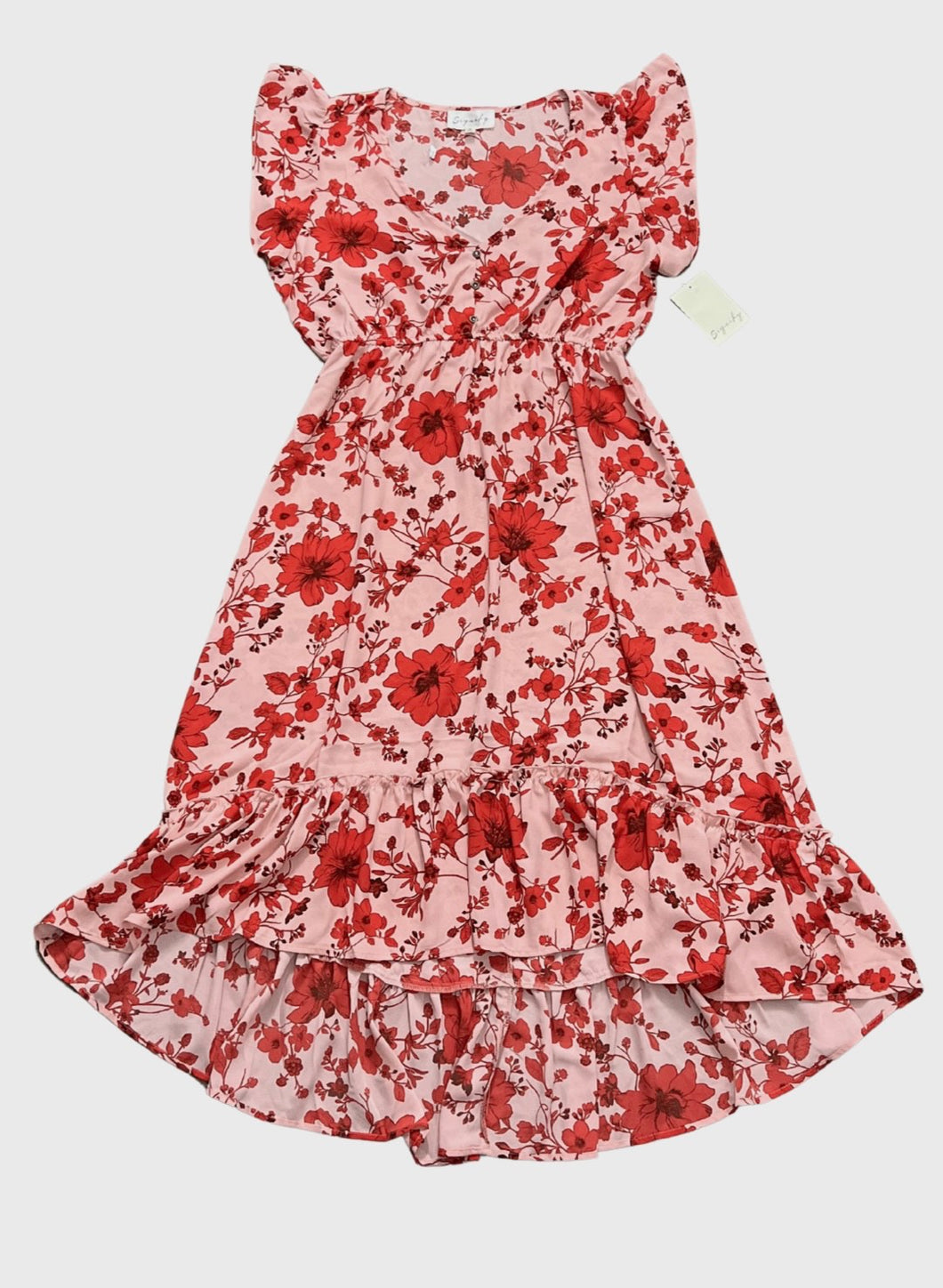 V-Neck Floral Asymmetrical Hem Summer Dress